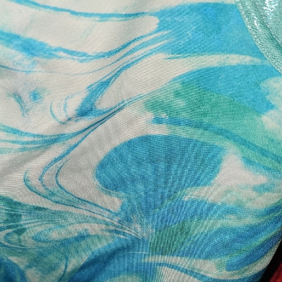 Justice Girls Swirled Blue and White Leotard Size 12 - Picture 5 of 7